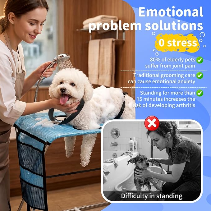 Foldable Dog Grooming Hammock with Stand for Small Dogs & Cats - 30 lbs - Image 6