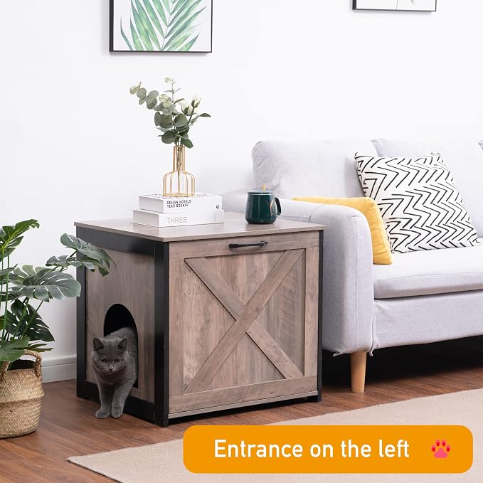Dwanton Cat Litter Box Furniture Hidden, Cat Litter Box Enclosure, Reversible - Image 7