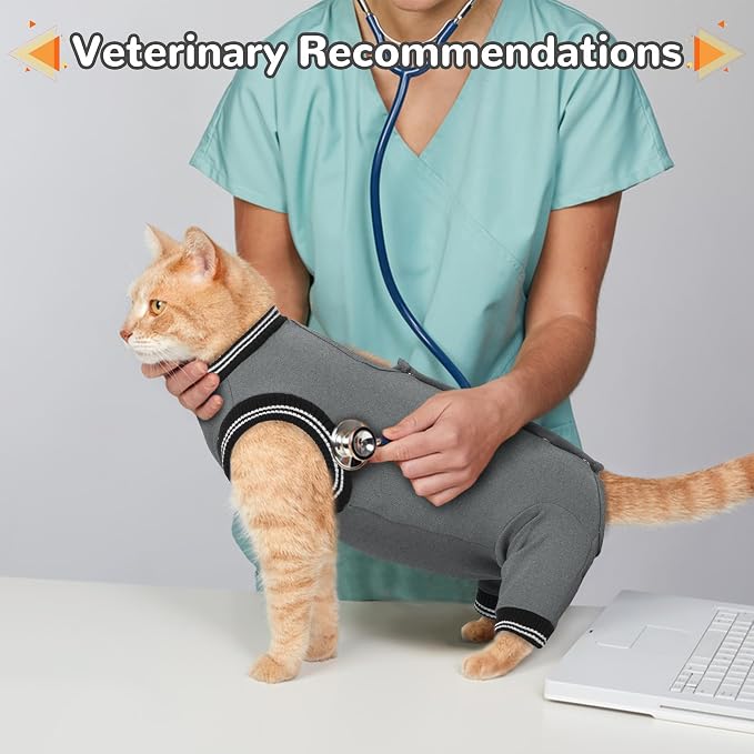 PUMYPOREITY Cat Recovery Suit for Hind Legs, Cat Surgical Spay Suit - Image 4