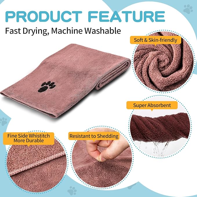 Microfiber Dog Towels 6 Pack, Perfect Shower & Bath Supplies for Dogs - Image 3