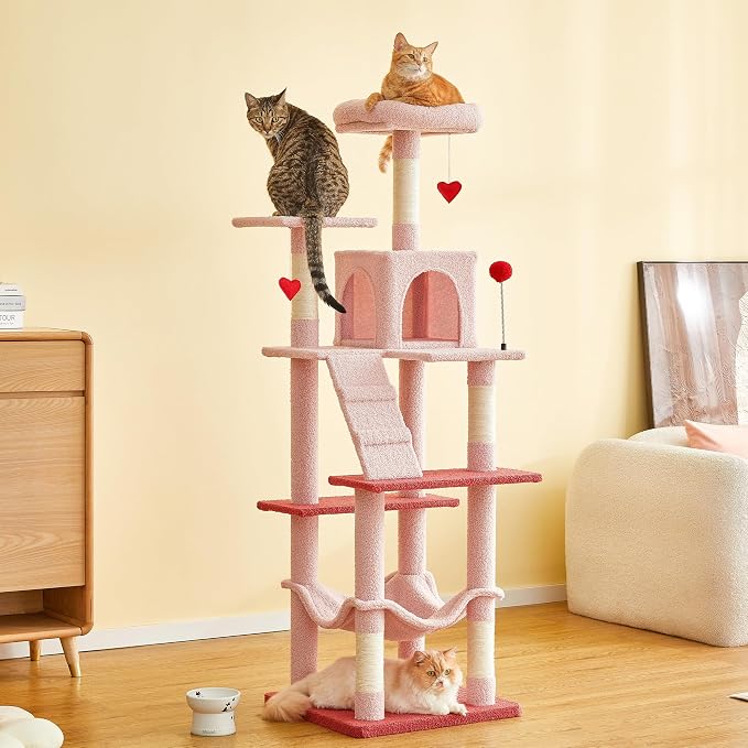 MWPO Cute Cat Tree, 63.8-Inch Pink Cat Tower - Image 9