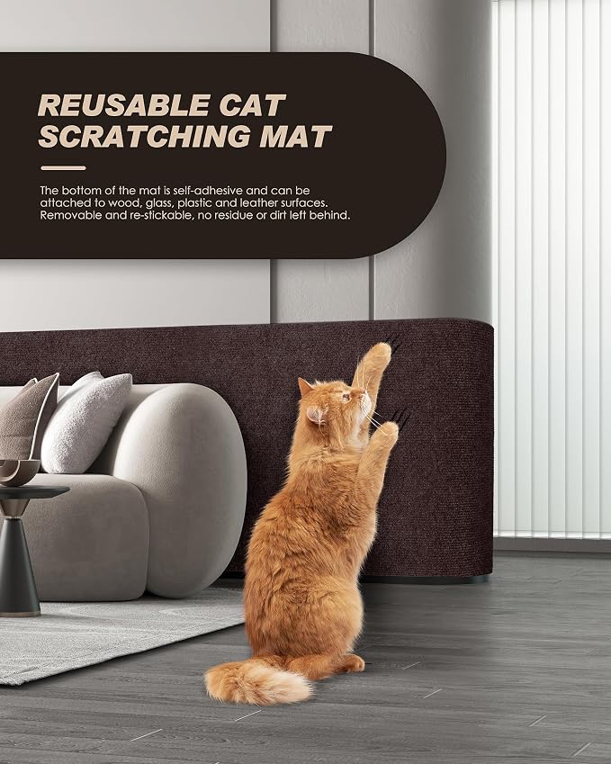 78.7"x15.8" Cat Scratch Mat, Trimmable Self-Adhesive Carpet, DIY Climb Cat - Image 3