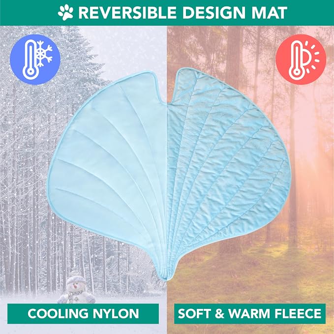 PetAmi Dog Cooling Mat, Ginkgo Leaf Shape, Reversible Cooling Nylon Blanket - Image 3