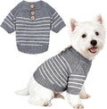 Dog Knitted Sweater with Wooden Buttons Cozy Pet Striped Winter Clothes by Pistha