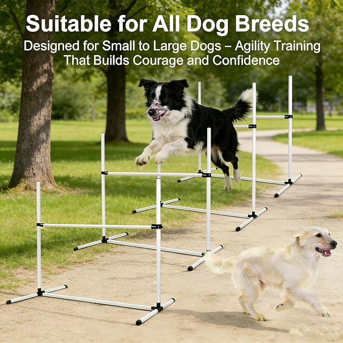 Dog Agility Equipment Set, Adjustable Jump Bars Obstacle Training Supplies PVC - Image 2