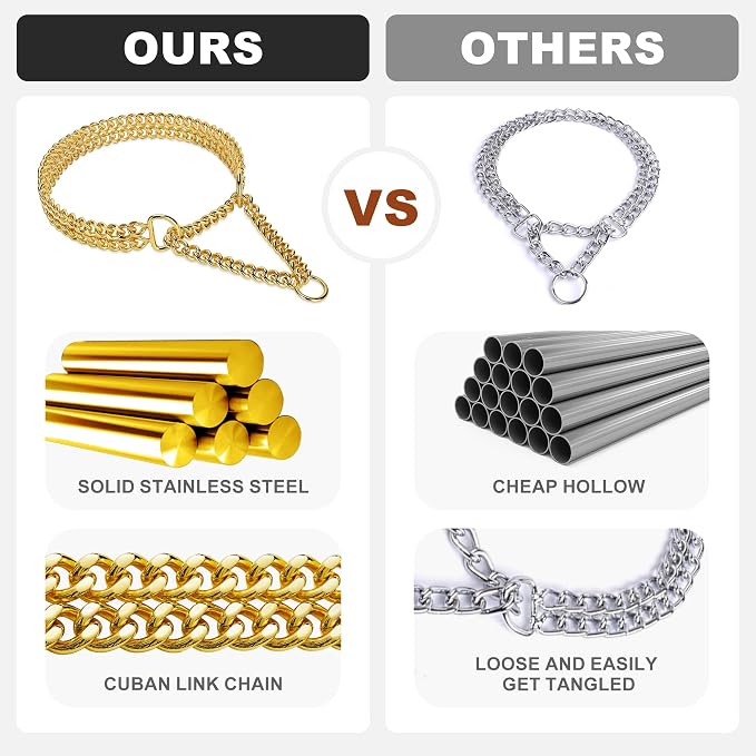 Gold Dog Collar Chain Stainless Steel 19K Gold Dog Collar Adjustable Walking - Image 3