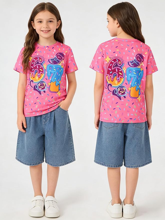 Funnycokid Girls Shirts Cat T Shirt Size 5-12 Clothes - Image 2