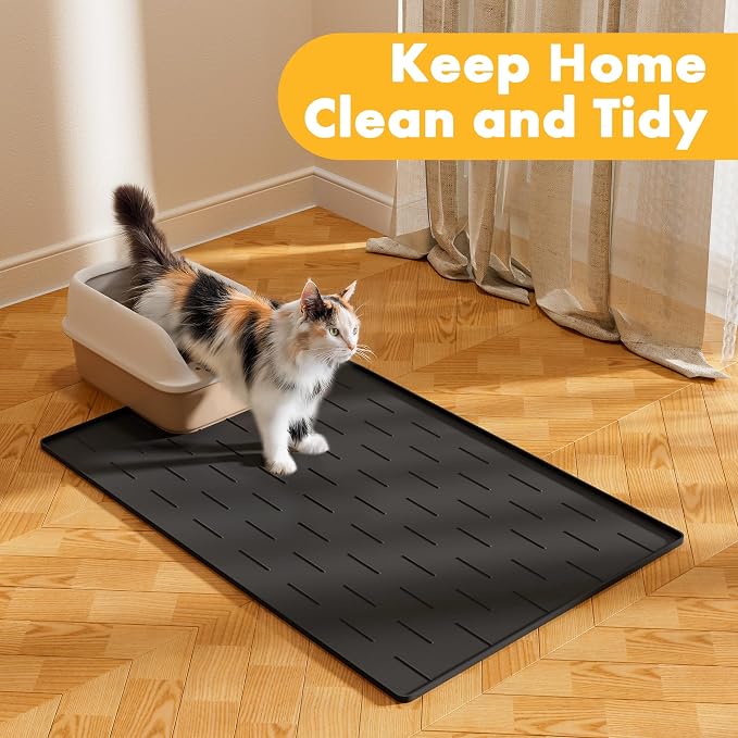 Pieviev Silicone Cat Litter Trapping Mat, Waterproof Kitty Litter Pads - Image 9