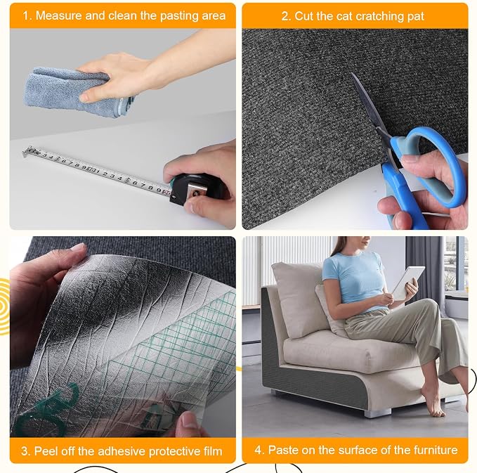 Cat Scratching Mat Self-Adhesive, DIY Climbing Cats Scratching Carpet - Image 7