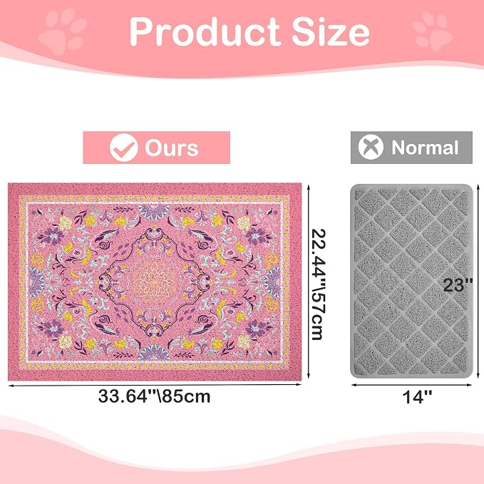 Glittme Cat Litter Mat with Non-Slip Bottom Litter Box Mat 33"X22" Litter - Image 6