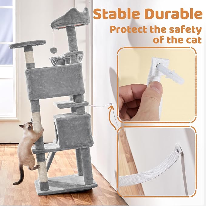 Topeakmart Cat Tree, 57 inches Multi-Level Cat Tree Tower - Image 8