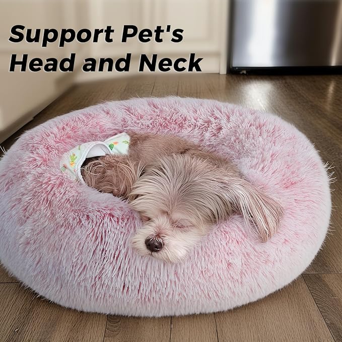 Calming Dog Bed & Cat Bed for Indoor Cats, Medium Size Washable Anti-Slip - Image 2