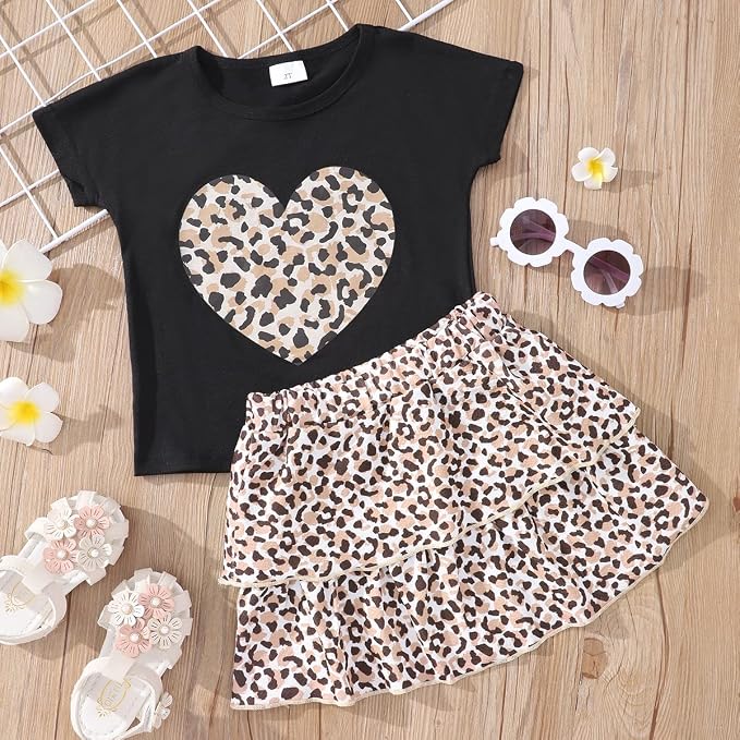 Akyzic Little Girl Skirt Outfit Two Piece Spring Summer Outfit Butterfly Dress - Image 4