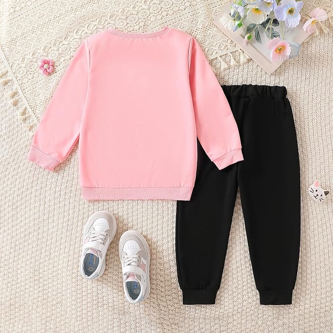 4-8T Toddler Girl Clothes Cat face print Short Sleeve Top+Pants Outfits Girl - Image 7