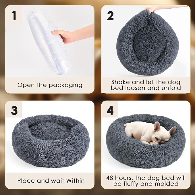 28in Large Dog Bed, Medium Size Dog and Cats, Calming Donut Bed - Image 7