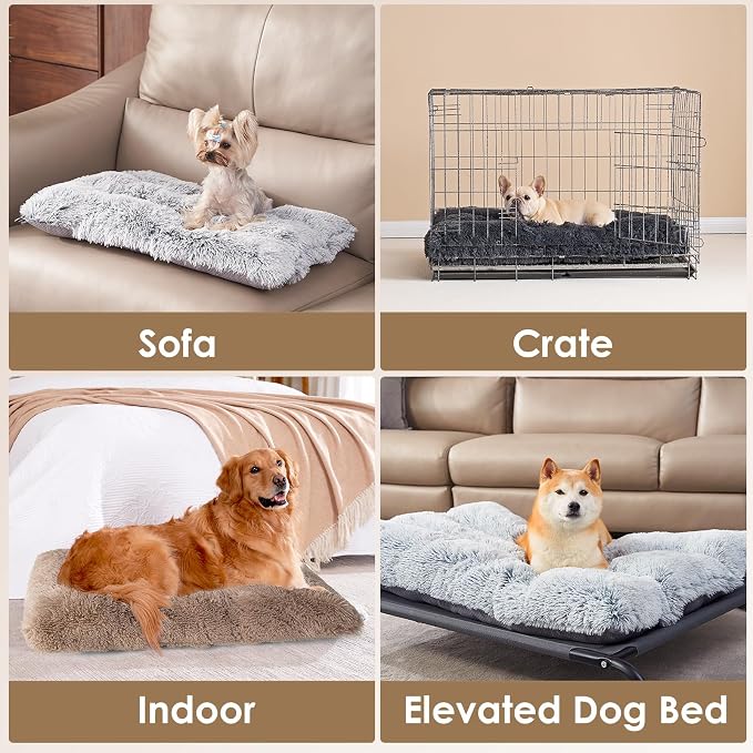 EHEYCIGA Fluffy Dog Crate Bed for Small Dogs, Plush Faux Fur Crate Pad - Image 6