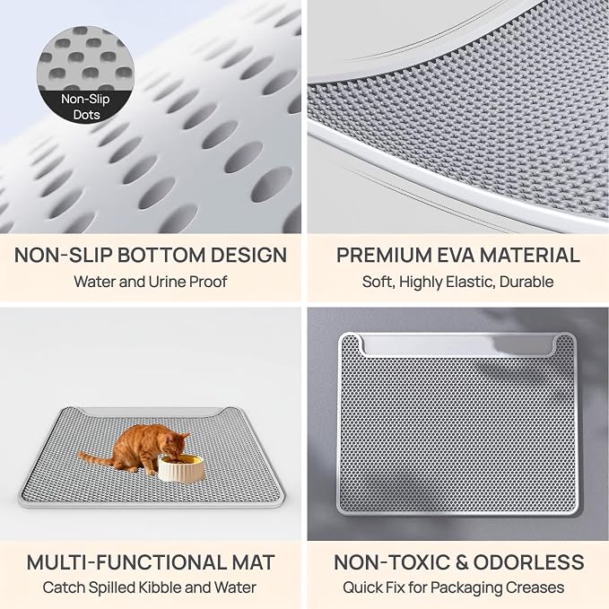 Upgraded Cat Litter Mat, Pet Feeding Mat, Detachable Dual Layer Litter Trapper - Image 7