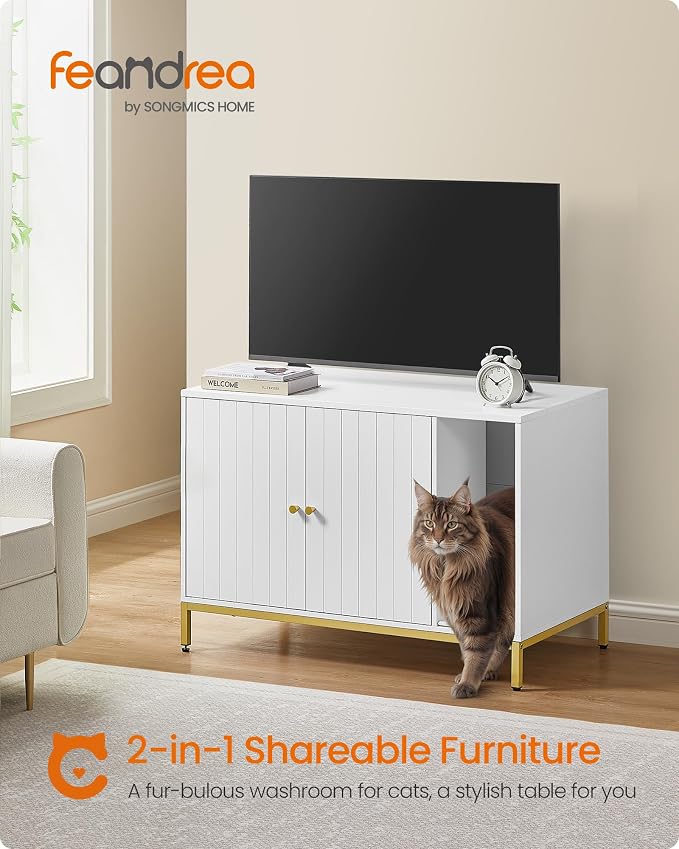 Feandrea Cat Litter Box Enclosure, Hidden Litter Box Furniture - Image 2