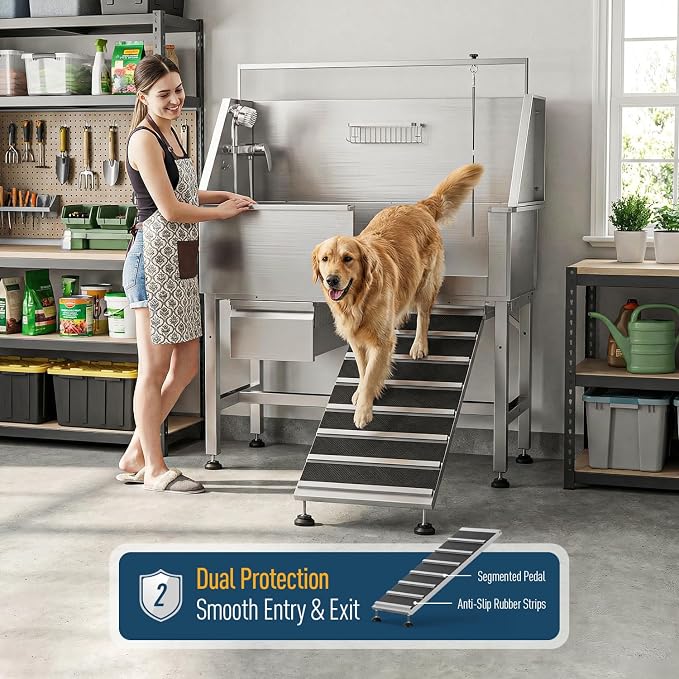 46" Dog Wash Station, 304 Stainless Steel, Side Ramp, 440 lb - Image 5