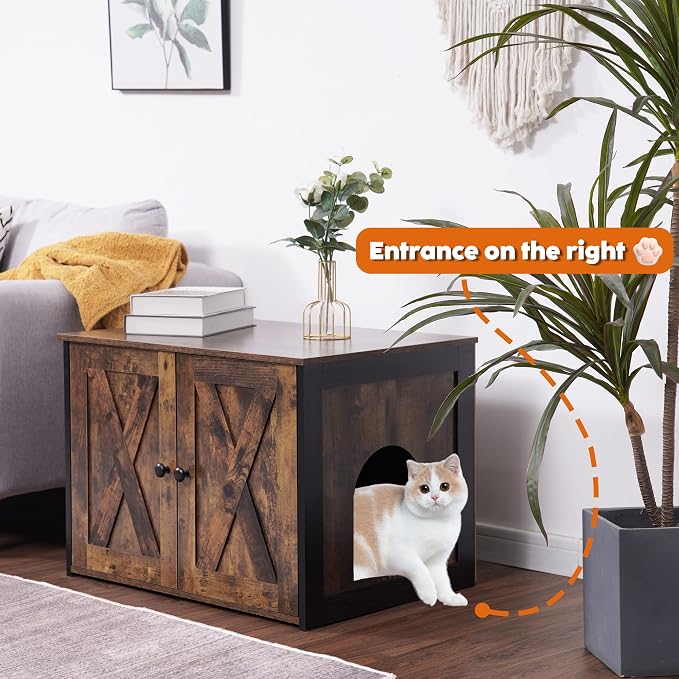 Dwanton Litter Box Enclosure, Cat Litter Box Furniture Hidden, Reversible - Image 2