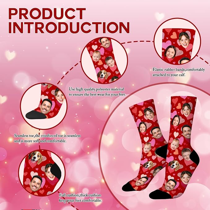 Artsadd Custom Face Socks for Women Men Cat Dog Lovers, Customized Unisex Funny - Image 5