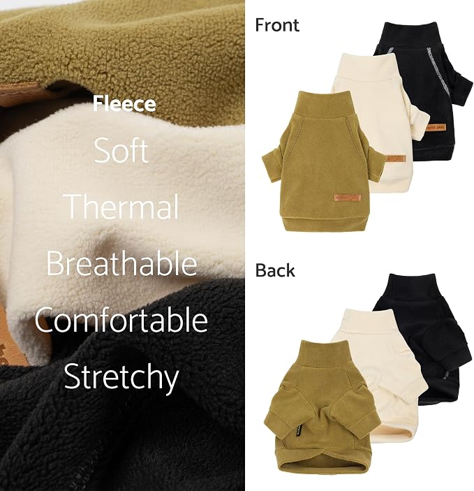 Fitwarm 3 Pack Classic Fleece Dog Sweater, Winter Clothes - Image 5