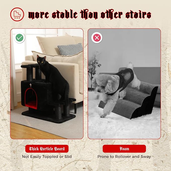 Gothic 3-in-1 Dog Stairs & Cat Scratching Post - Image 8