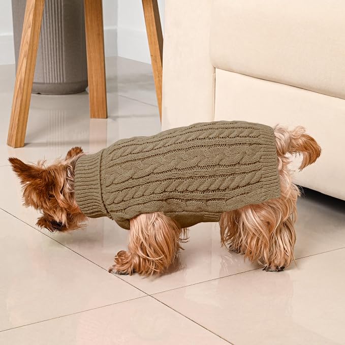 2 Pack Dog Sweaters for Small Dogs Winter Turtleneck Pullover Cable Knit Fleece - Image 6
