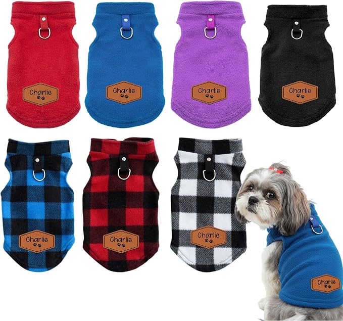 Personalized Fleece Dog Sweater, Custom Winter Dog Clothes by Dyoart