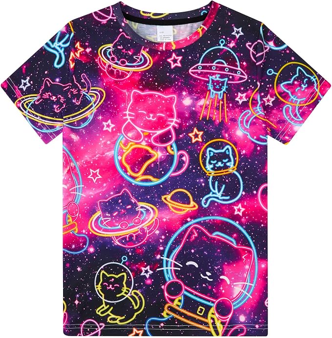 Funnycokid Girls Shirts Cat T Shirt Size 5-12 Clothes by Funnycokid