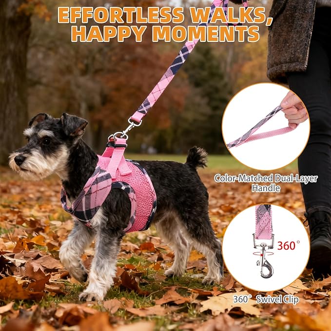 KOOLTAIL Small Dog Harness and Leash Set, Cute Pink Girl Puppy Harness - Image 6