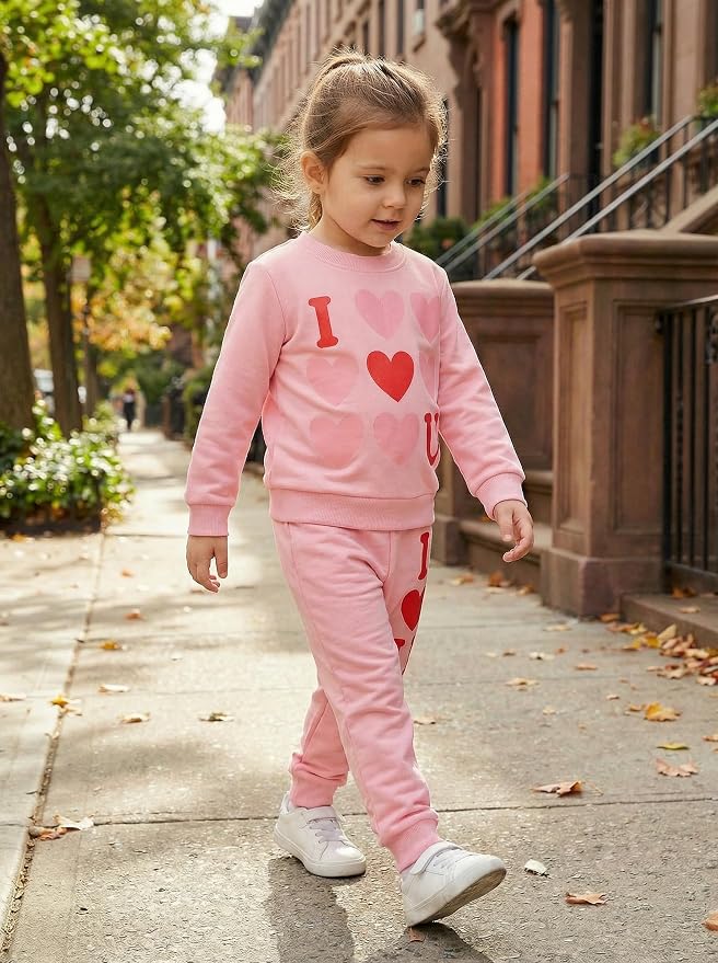 Little Girls Unicorn Outfits 2 Piece Kids Ruffle Sleeve Sweatshirt + Leggings - Image 3