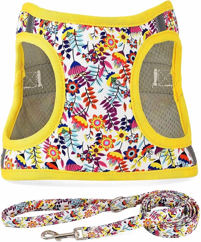 Moonpet Step in Dog Harness Leash Set- All Weather Reflective No-Pull Floral - Image 6