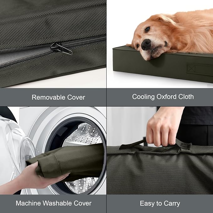 Outdoor Large Washable Dog Bed, Orthopedic Egg Crate Foam Dog Crate Mat - Image 6