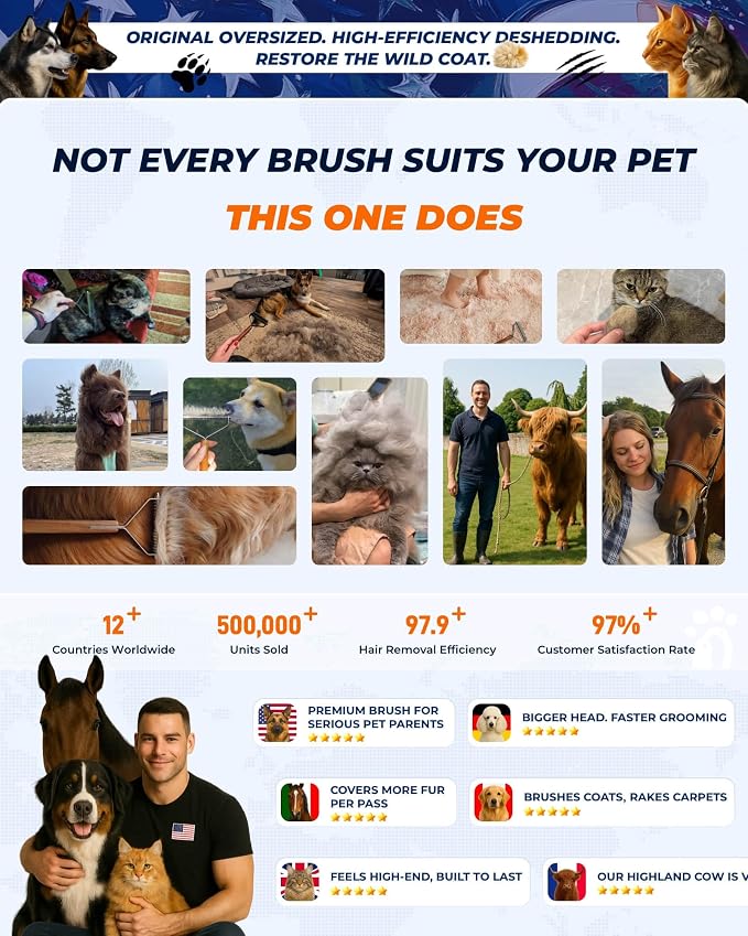 Extra Large 2-Sided Dog Brush For Shedding Undercoat Rake for Dogs & Cats & - Image 3