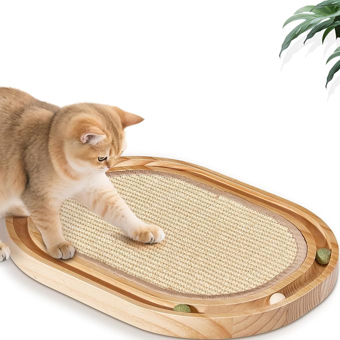 Oval Sisal Cat Scratcher with Ball Track by Petjoyi