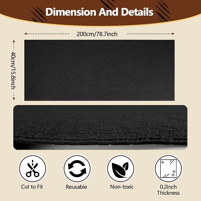 Cat Scratch Furniture Protector, 78.7"x15.8" Self Adhesive Cat Scratch Mat Pad - Image 2
