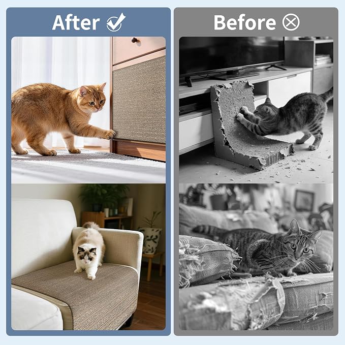Natural Cork Cat Scratcher Mat, Self-Stick & Trimmable Furniture Protector - Image 4