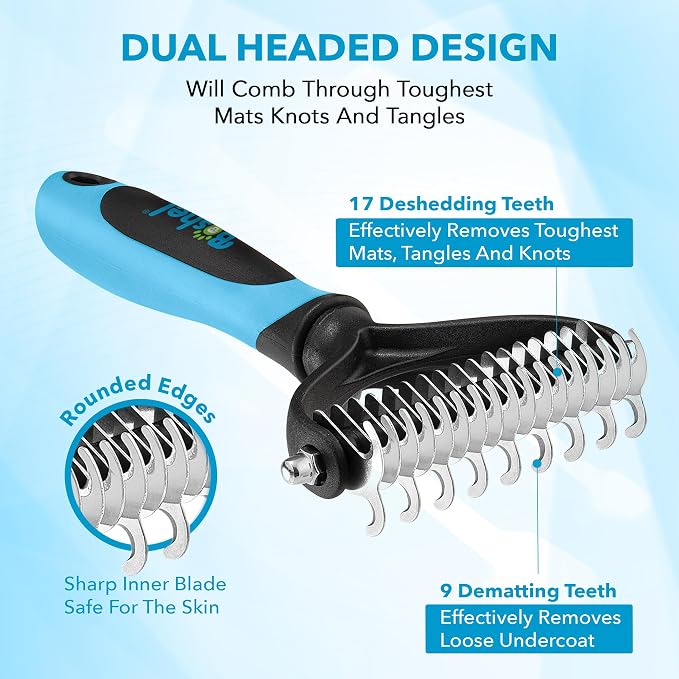 Boshel Dematting Comb for Dogs, Undercoat Rake, Cat Deshedding Tool, Dematting - Image 2