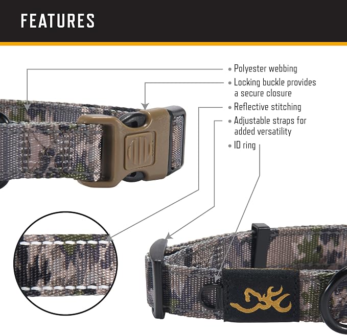 Browning Classic Preformance Webbing Pet Collar, Fully Adjustable, Available in - Image 2