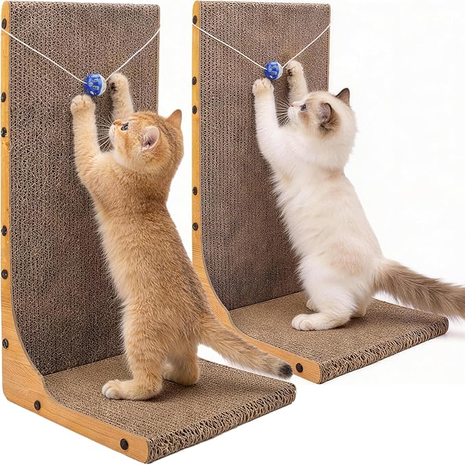 2 Pack Cat Scratcher, 23.6 Inch L Shape Vertical Cat Scratching Board by YesBes