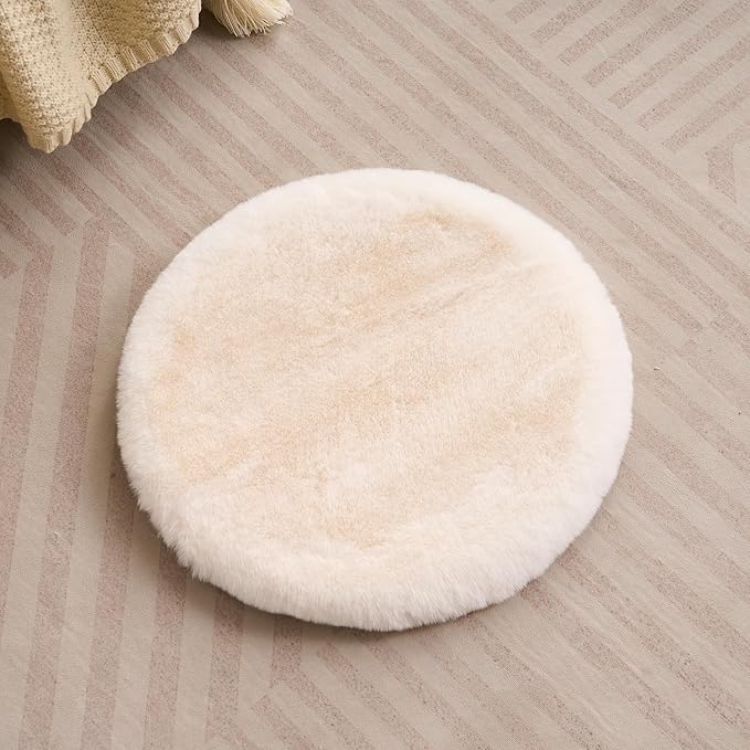 SHENGOCASE Round Faux Rabbit Fur Pet Bed Kneading Cushion, 16 inches, Cat Tree - Image 3