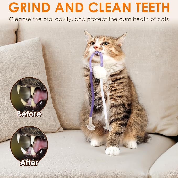 TINDTOP Cat Toys Chew Ropes, 3 Pack Interactive Cat Nip Kicker Toy - Image 4