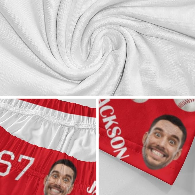 Custom Pajama Pants for Women Men, Personalized 67 Name Photo PJ Family Six - Image 6