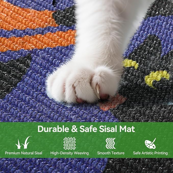 3-in-1 Sisal Cat Scratcher Mat 23.6x15.7'' Protects Carpet Couch & Furniture - Image 2