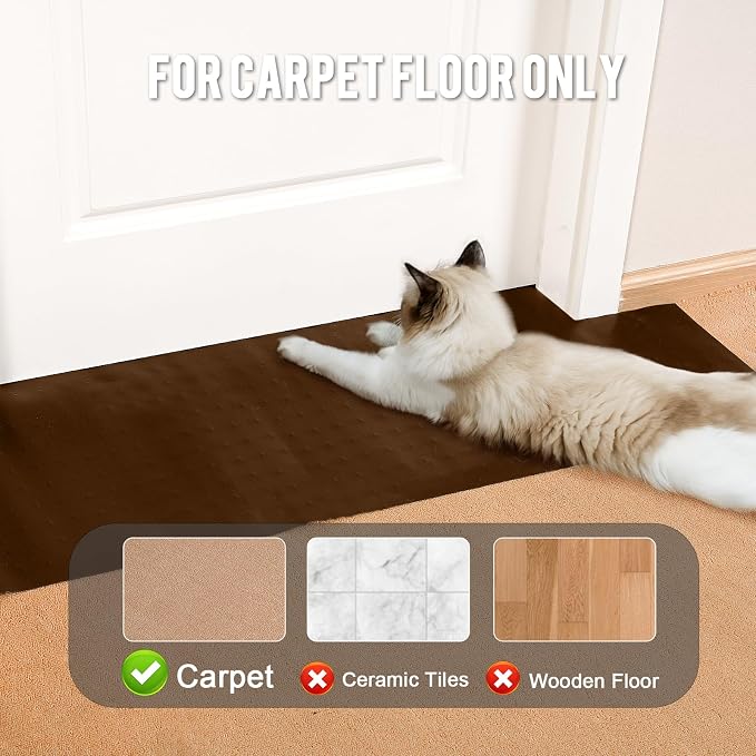 Uross Carpet Protector for Pets -3.6FT Brown Round Corner Plastic Carpet - Image 5