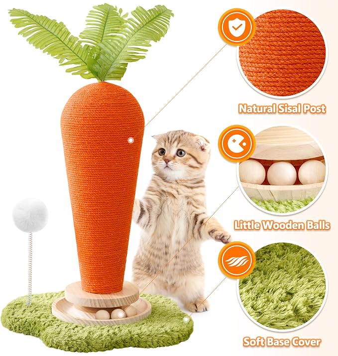 Cute Cat Scratching Post, Carrot Cat Scratcher Post - Image 5