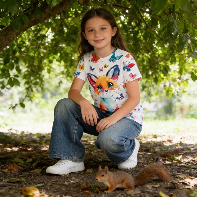 Funnycokid Girls Shirts Cat T Shirt Size 5-12 Clothes - Image 5
