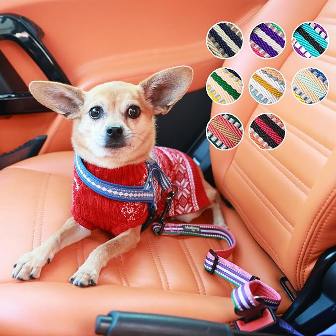 Blueberry Pet 6 Colors 3M Reflective Multi-Colored Stripe Adjustable Dog Seat - Image 2