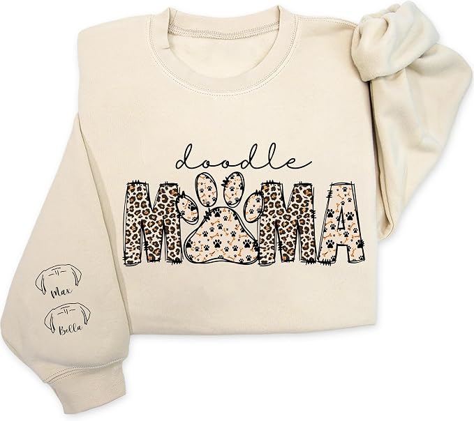 Personalized Dog Breed Mama Sweatshirt, Custom Paw Print Sweater, Cozy Pet by Unknown
